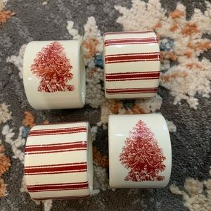 Vintage Square Nest Christmas Napkin‎ Rings Set of 4 porcelain